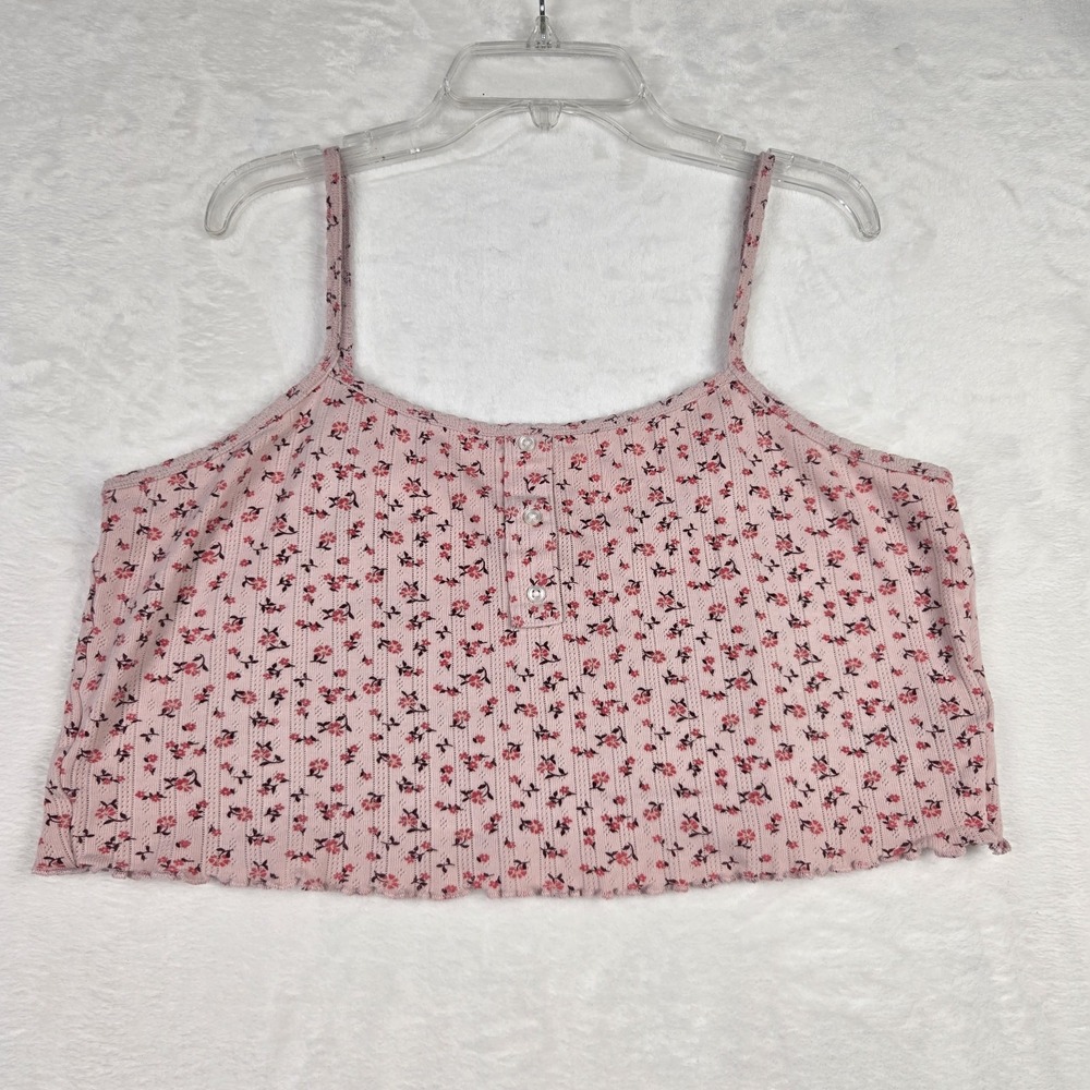 Old Navy Women's Pink Floral Cropped Tank Top Size Small‎